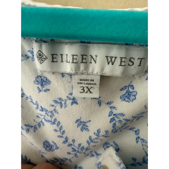 Eileen West Blue & White Floral Cotton Nightgown Size 3X - Picture 3 of 10